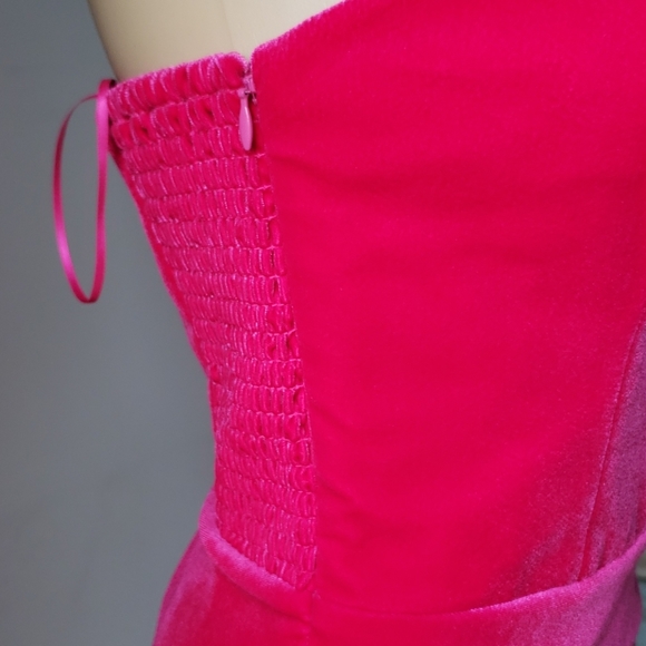 Amanda Uprichard Pink Velvet Lace Slit Dress - Picture 2 of 9